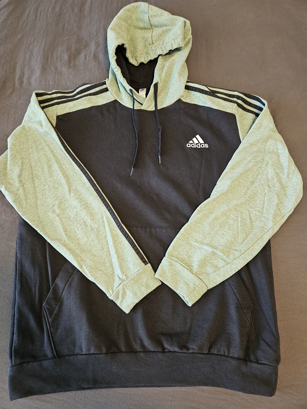 adidas Men's Black & Sage Green Crewneck Hoodie
